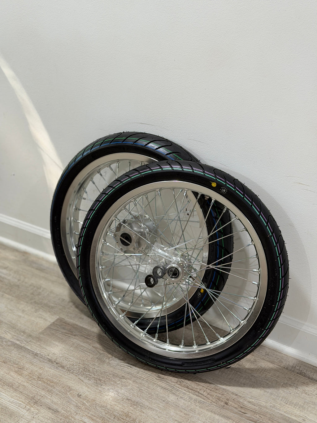 Chrome 17' WIDE Supermoto Wheel Set LBX/E-Ride/79Bike