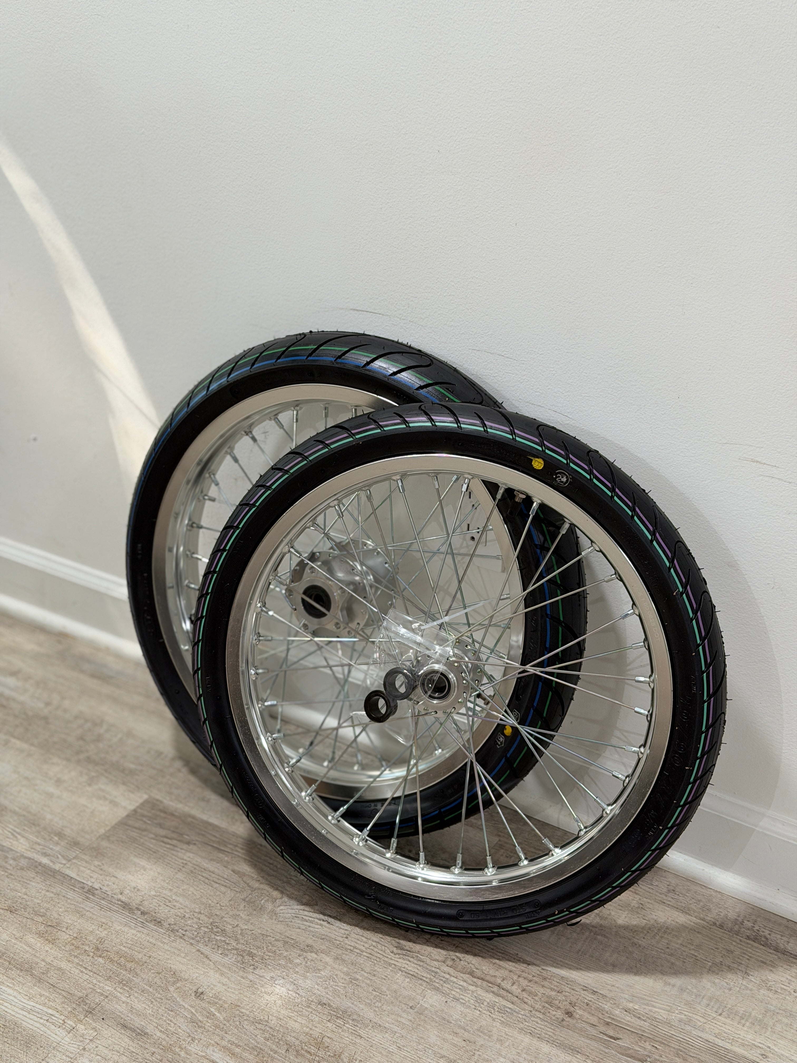 Chrome 17' WIDE Supermoto Wheel Set LBX/E-Ride/79Bike