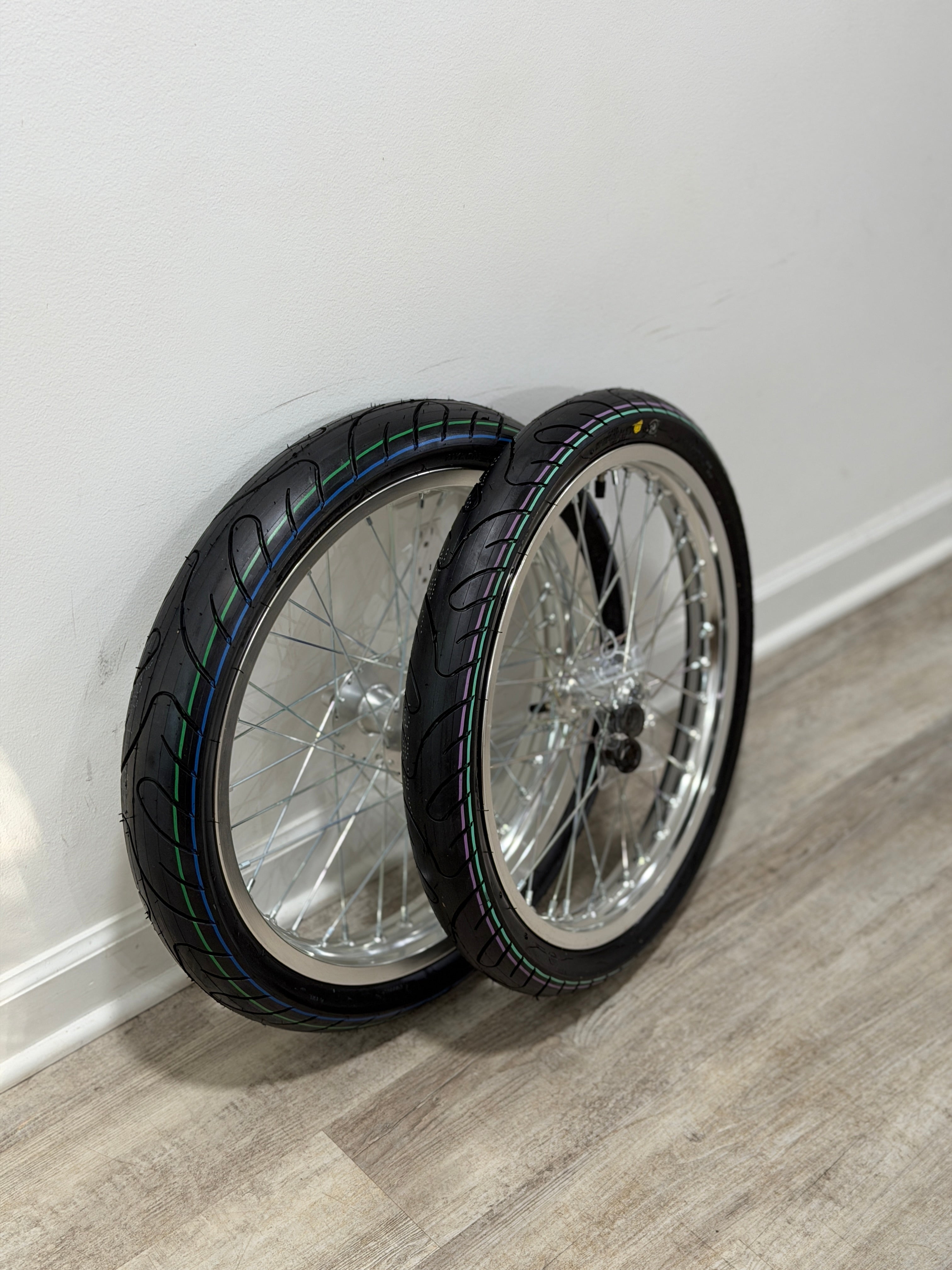 Chrome 17' WIDE Supermoto Wheel Set LBX/E-Ride/79Bike