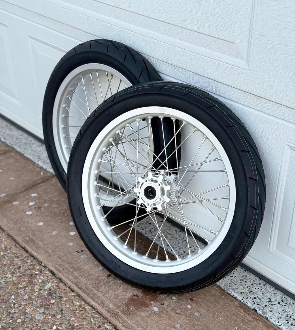 Chrome 17' WIDE Supermoto Wheel Set LBX/E-Ride/79Bike